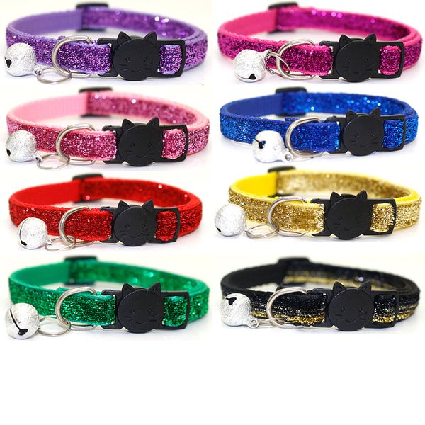 

cute puppy frosted cat collar abs adjustable strap small pet cat kitten collar with bell nylon strap pet