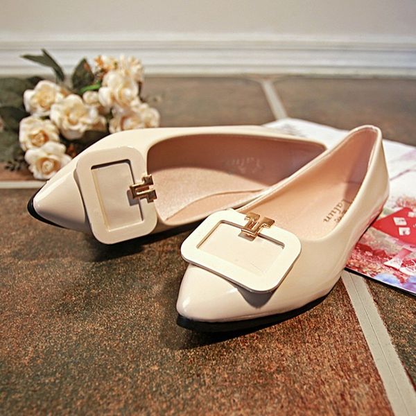 

women flats shallow candy color shoes woman loafers fashion sweet casual comfortable square buckle pea shoes slippers h14-63, Black