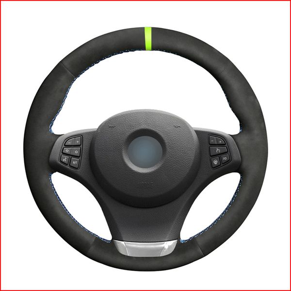 

diy black suede car steering wheel cover for bmw e83 x3 2003 2004 2005 2006 2007 2008 2009 2010 e53 x5 2004-2006 accessories