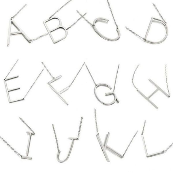

stainless steel a-z english alphabet initial necklace silver gold plated capital letter pendant fashion jewelry for women