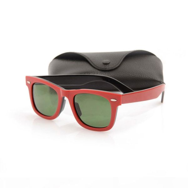 

excellent quality vintage sun glasses plank red black sun glasses glass lens green lens sunglasses classic sun glasses with cases box, White;black