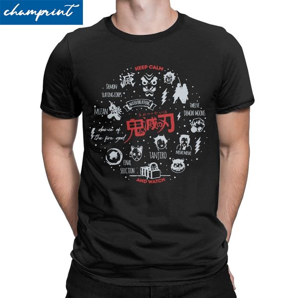 

men t-shirts demon slayer anime creative cotton tees short sleeve demon blade t shirts round neck unique