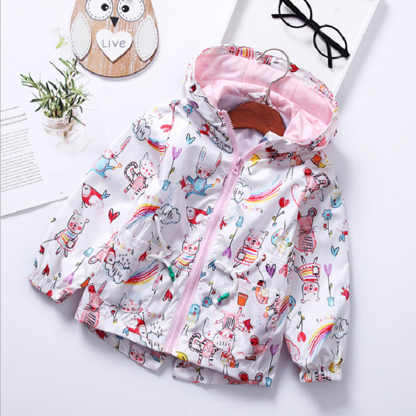 

children's thin section spring and autumn foreign girl cartoon printed summer 2020 new outdoor jacket windbre kg-106, Blue;gray