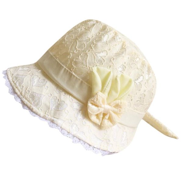 

baby hat toddler girls summer sun hat princess lace infant lacing up soft children kids hats cap baby pgraphy props bonnet, Yellow