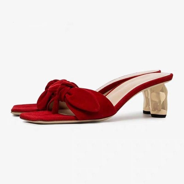

fashion women sandals butterfly-knot solid suede square toe sandals ladies leather strange style summer women shoes, Black