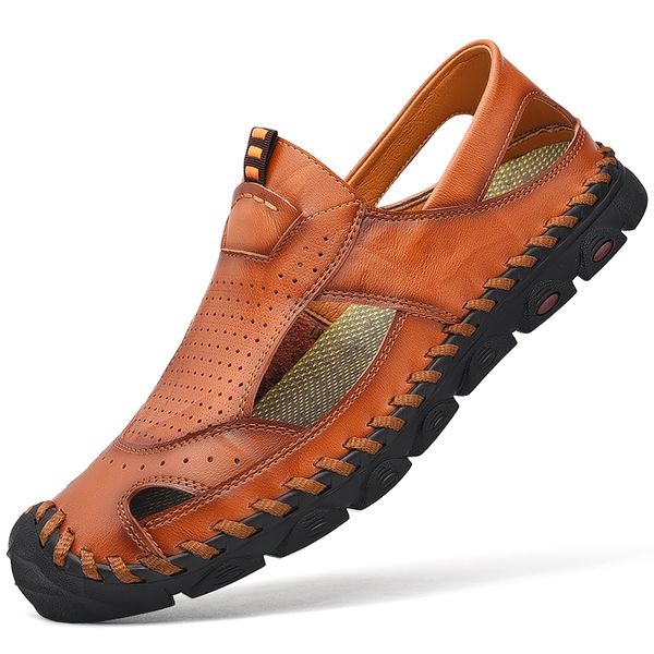 

sandals sports slip samool rubber footwear beach mens playa trekking leather praia slide in sandalhas men male waterproof big s, Black