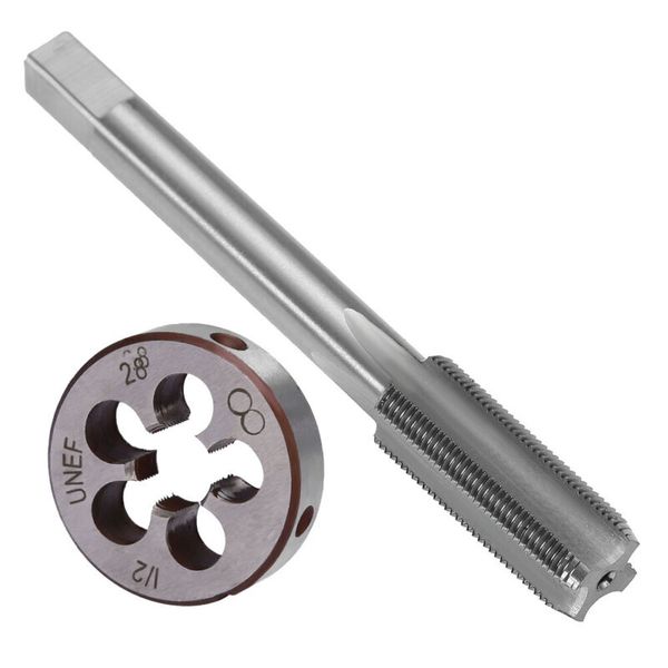 

2pcs/set 1/2-28 tap 1/2x28 die tpi kit unef hss right hand thread tool titanium nitride coated tap & die rust free