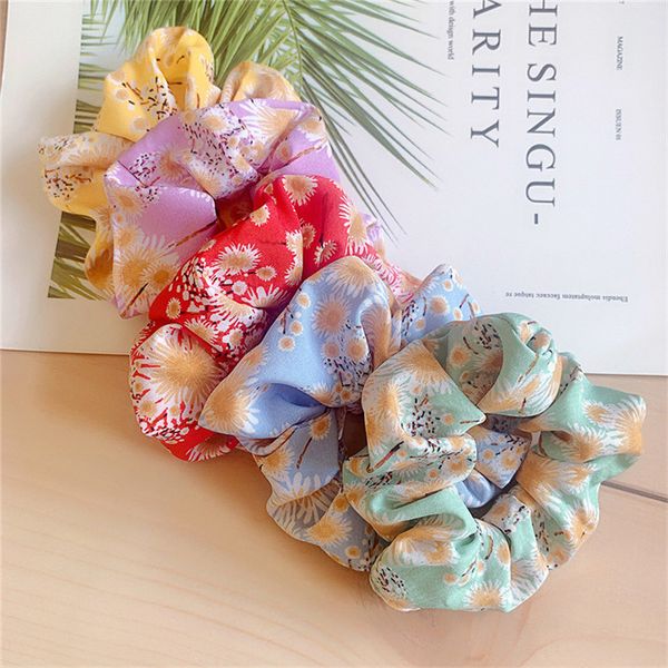 

ins женщины резинка для волос диапазона волос daisy печати волос кольцо конструктора хвостик holder эластичный девушки толстая кишка hairban, Slivery;white