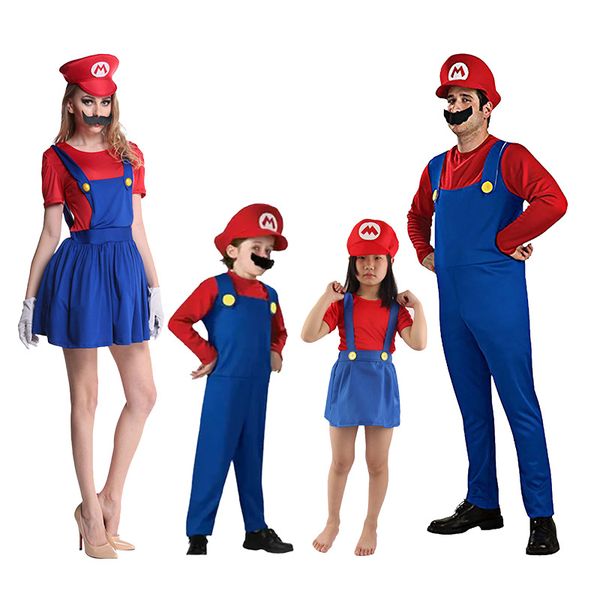 

2020 halloween super mario costume children's anime cosplay costumes mario performance costume, Black;red