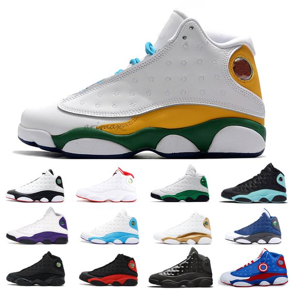 

13 13s aurora green lucky green men basketball shoes reverse he got game chicago bred flint bred pure money sports sneaker 36-47, Black
