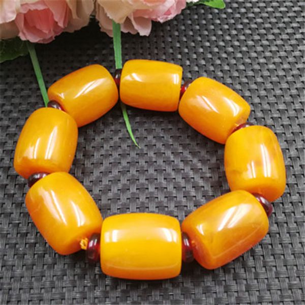 

resin synthetic honey wax bracelet chicken butter butter bucket bead domineering male bracelet string jewelry, Black