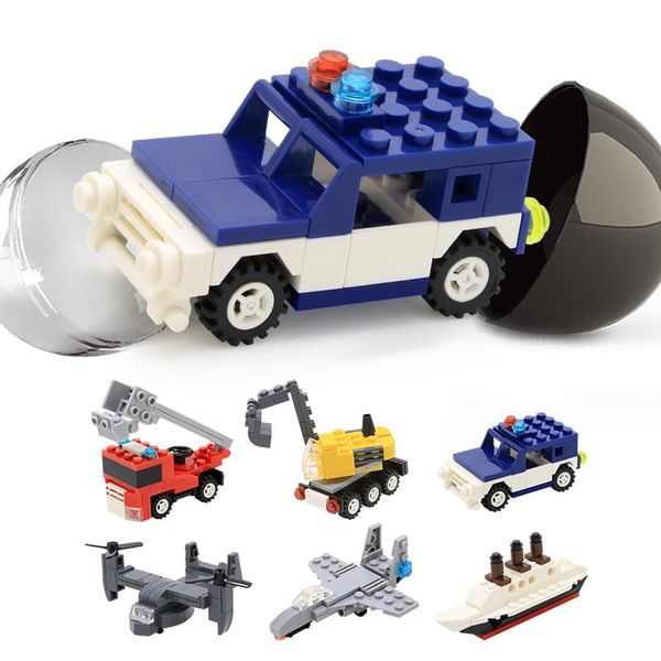 

capsule mini transportation building block 6in1 assemble vehicle model sets city car figures bricks kit for kids teachic toys 02