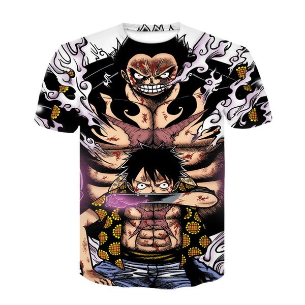 

japanese anime one piece cartoon luffy loose 3d print shirts hippie oversized harajuku men clothing
