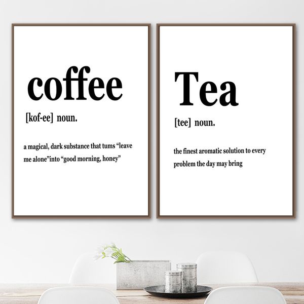 

coffee tea quote black white minimalism wall art canvas painting nordic posters and prints wall pictures for living room decor