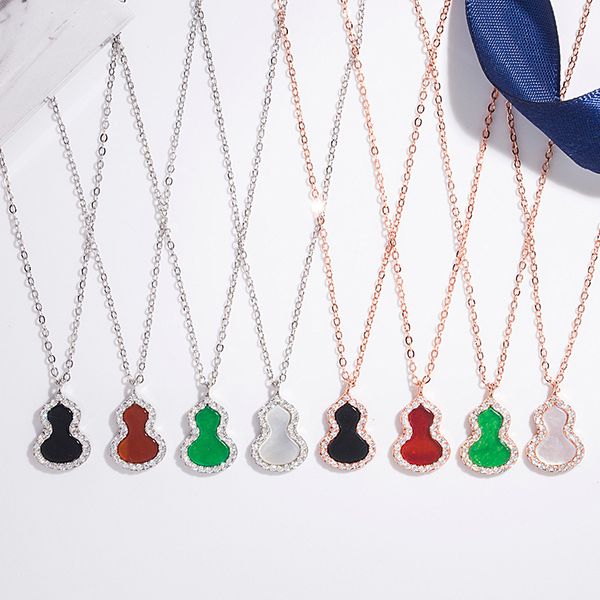 

s925 silver gourd necklace micro-encrusted with diamonds lucky clavicle chain vibrato net celebrity same
