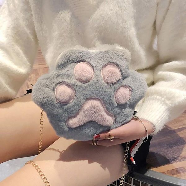 

cute shoulder bags fluffy kawaii chain bag women cartoon plush crossbody bag fluffy plush handbag phone purse handbags