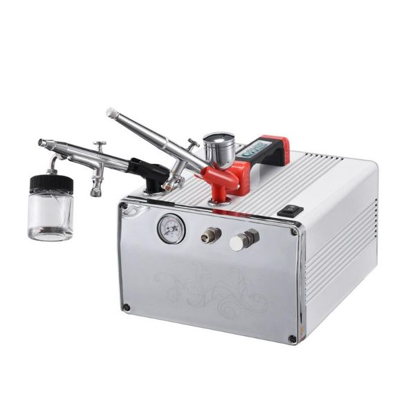 

ophir airbrush compressor with 2 airbrushes for hobby model tanning wide voltage applicable to all country ac062w+004a+005