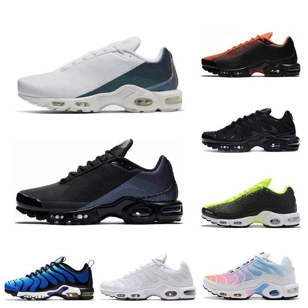 

new tn plus running shoes for mens triple black white crimson volt spray paint bright mens trainers sports sneakers runner 40-45