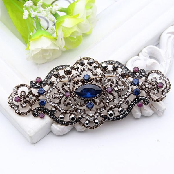 

plus size women brooch ellipse hollow out flower cap badge hairpin belt pin antique gold color rhinestone turkish resin jewelry, Gray