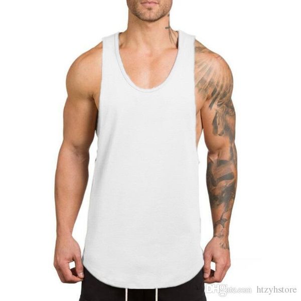 

mens sleeveless t shirts summer cotton male tank gyms clothing bodybuilding undershirt golds fitness tank tees, Gray;blue