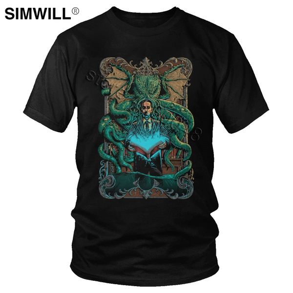 

call of cthulhu t-shirt men cotton lovecraft t shirt horror fiction film fan tee short sleeved graphic oversize tee summer