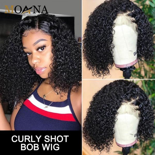 

lace wigs kinky curly short bob for black women brazilian pre plucked deep human hair woman, Black;brown