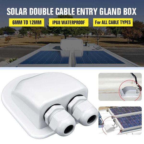 

2 holes 6-12mm waterproof solar double twin two holes cable entry gland box curved cable connector holder for rv campervan boat