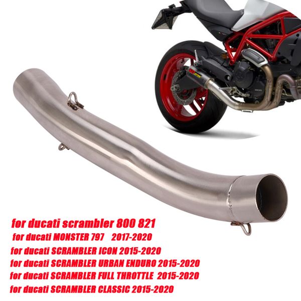 

motorcycle stainless steel middle pipe silp on link tail 51mm exhaust muffler tubes system for 800/821/797