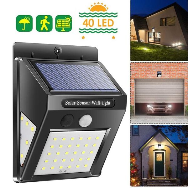 

40led outdoor solar light pir motion sensor wall light waterproof solar powered sunlight for garden decoration