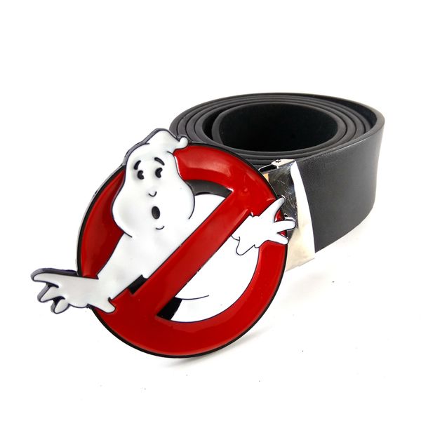 

belt for men accessories classic ghostbusters cartoon belt buckle hebillas de metal para cinturones mens black faux leather, Black;brown