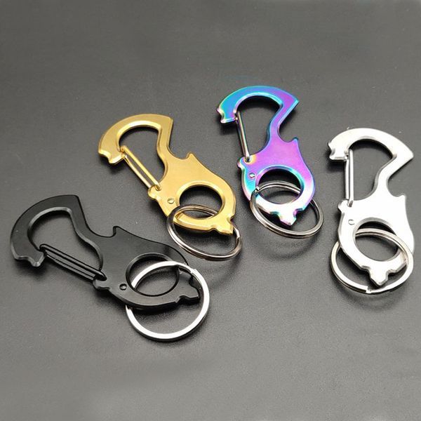 

creative function keychain black gold white color 420 stainless steel key ring keychains emergency broken window hammer dropship, Silver