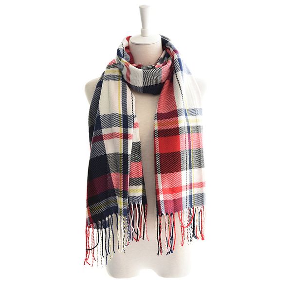

new winter women's fashion scarf warm cashmere fringe plaid shawl, Blue;gray
