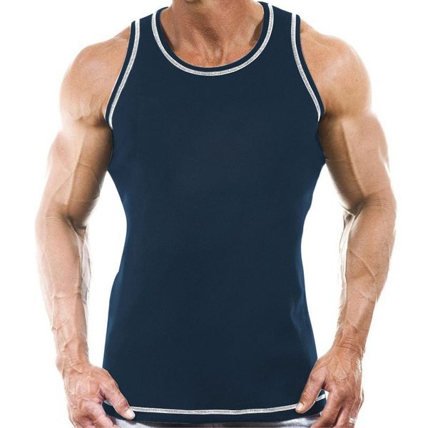 

2020 new summer fashion men' vest sleeveless casual muscles exercise training sport tank running fitness vest-g, White;black