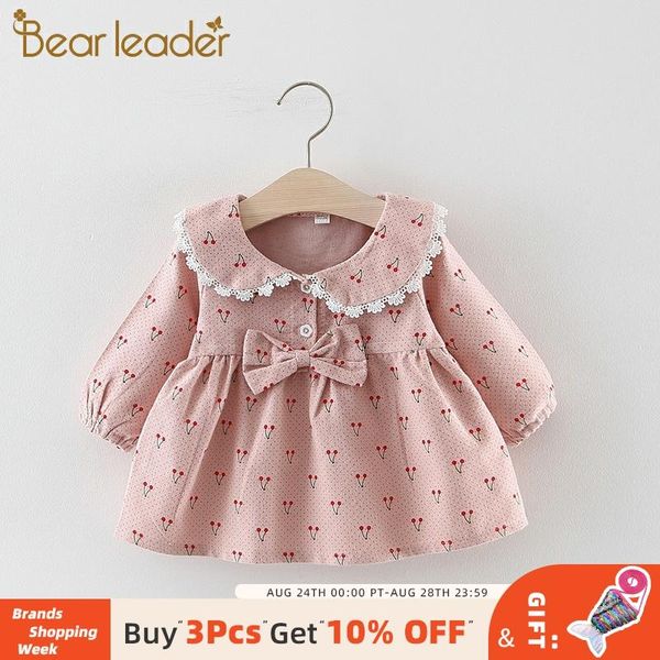 

bear leader baby girl clothes 2020 newborn baby autumn cute dress kids solid cherry print dresses with bowknot princess dress, Red;yellow
