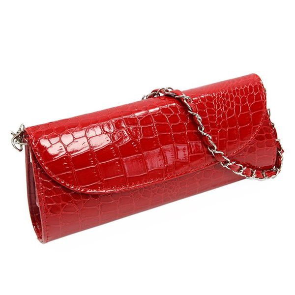 

new fashion wallet chain shoulder cross-body bag women clutches stone pattern leather women wallet-red