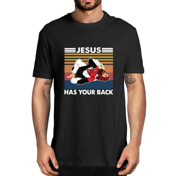 

xs-3xl jiu jitsu jesus has your back funny christian satan gift 2020 fashion summer vintage men's cotton t-shirt women tee