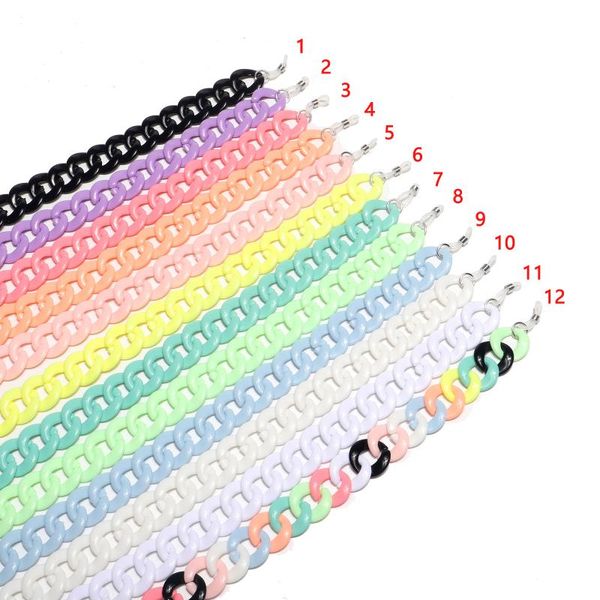 

12 colors resin acrylic multi-color eyeglasses chain simple fashion eyeglasses chain non-slip glasses cord accessories, Silver