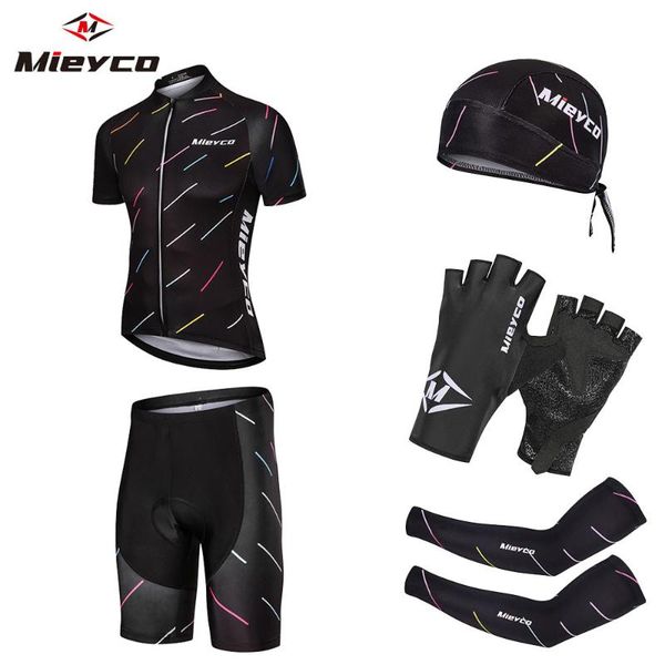 

mieyco men's quick-dry pro summer cycling jersey set mtb bicycle cycling clothing breathable racing bike bib clothes suit, Black;blue