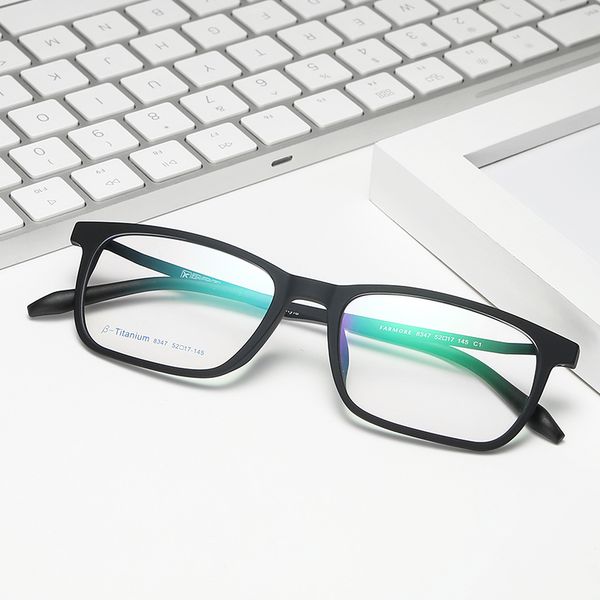 

reven jate fm8347 full rim flexible frame pure titanium super light temple legs prescription eyeglasses frame optical glasses, Black