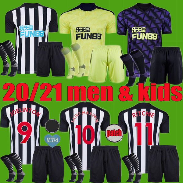 

20 21 new joelinto ritchie lascelles shelvey soccer jerseys home away third 2020 2021 united home yedlin atsu football shirts men kids kit, Black;yellow