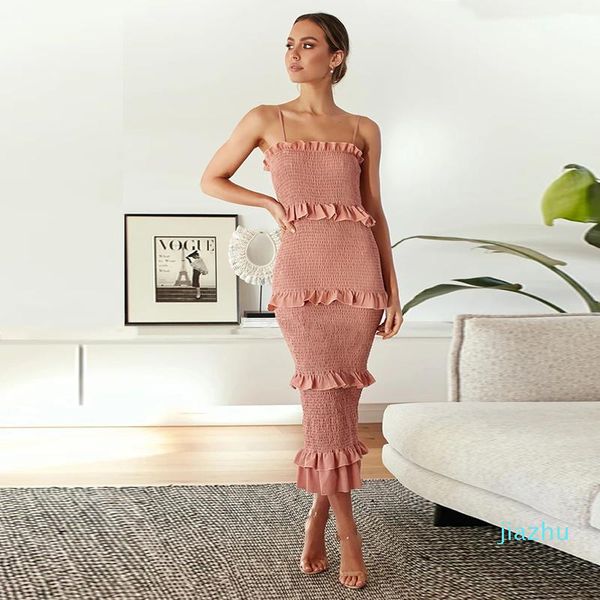 Urban sexy Kleider heißer Verkauf Sommer Mode Sling Long Women Casual Party Kleid Frauen Rüschen vestidos plus Größe natürliche feste Kleider Ladies Kleidung