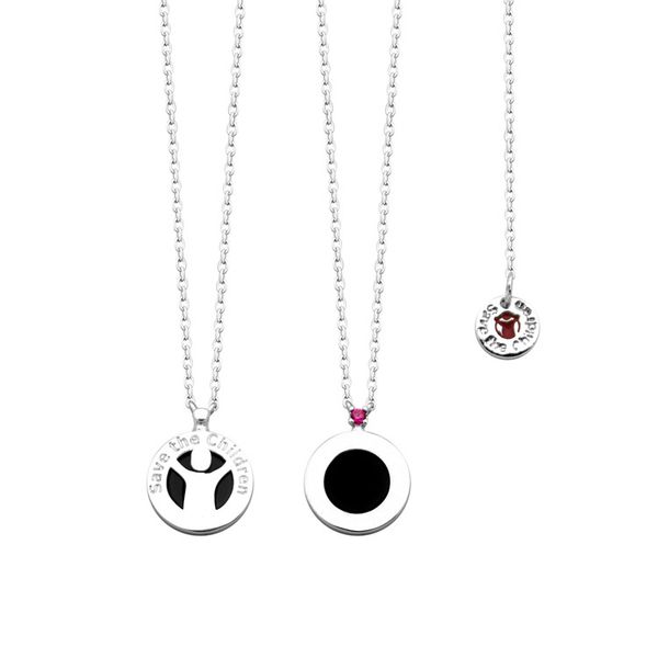 

2020 designer b letter new powder diamond black agate hollow small red man double-sided necklace couples men and, Silver