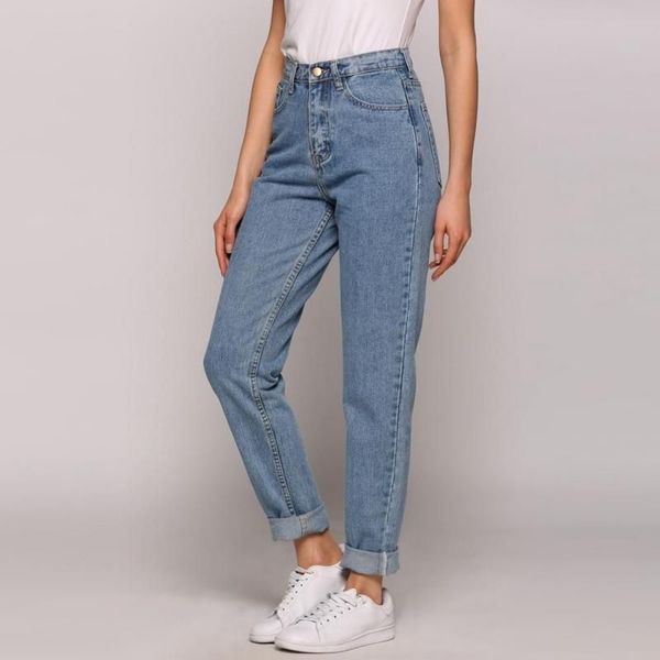 

women's jeans mom high waist vintage chic denim pants blue black plus size boyfriend for women fashion loose ladies trousers 2021