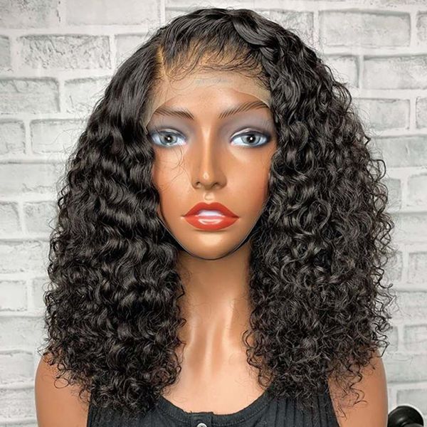 

150density natural curly brazilian human hair lace wigs for women with thick bangs natural color full lace human hair wigs, Black;brown