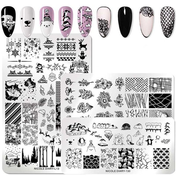 

big size nail stamping plate floral flower animal tropical geometry pattern nail art image stamp templates stencil tool, White