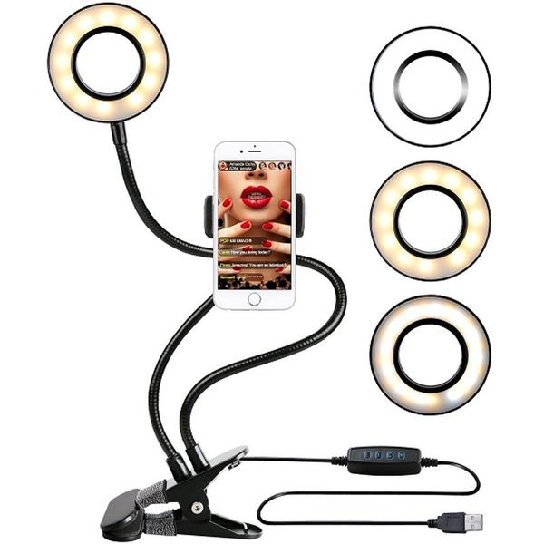 

cgjxsp studio selfie led ring light with cell phone mobile holder for youtube live stream makeup camera lamp for iphone android