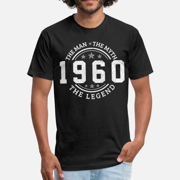 

1960 the man the myth the legend 60th birthday t shirt men design 100% cotton crew neck formal fit casual spring autumn leisure shirt