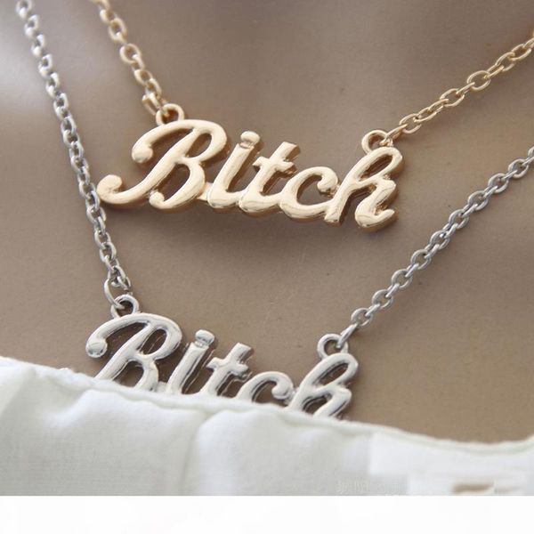 

clavicle necklaces bitch letter necklace for women gold and silver pendant original pendant necklaces jewelry ing