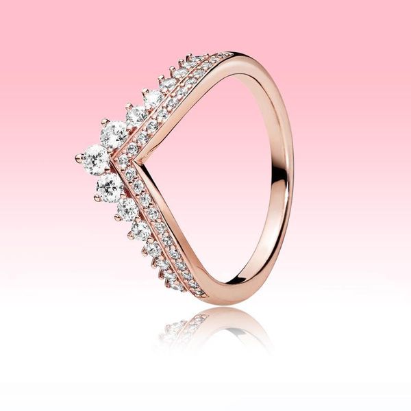 

18k rose gold plated ring women girls princess wish rings diamond ring 2020, Slivery;golden