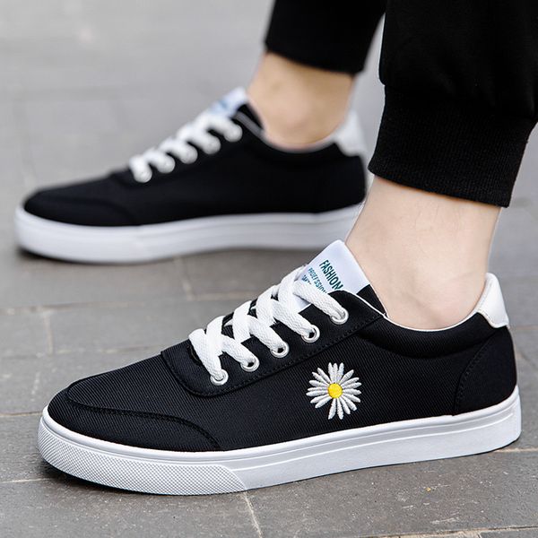 

2020 new style men daisy casual fashion canvas shoes sneakers men running shoes zapatos de hombre tenis masculino adulto nanx256, Black